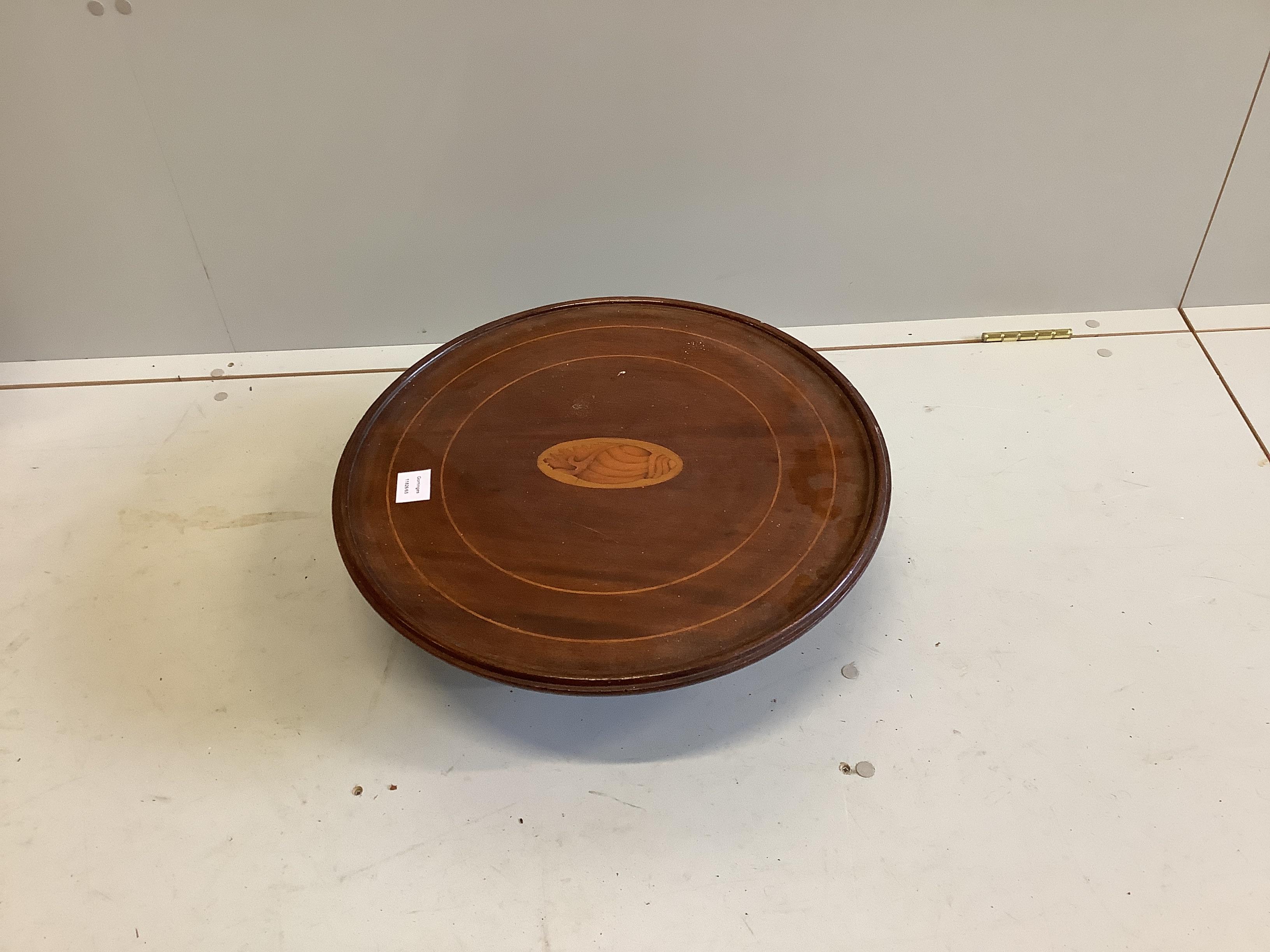 An Edwardian inlaid mahogany 'Lazy Susan', diameter 53cm, height 16cm